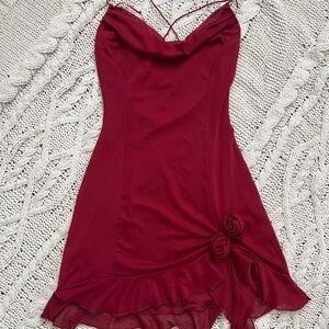 Garage Dark Red Ruffle Mini Dress